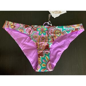 NWT BECCA Reversable Paisley/Purple Bikini Bottoms Sz S
